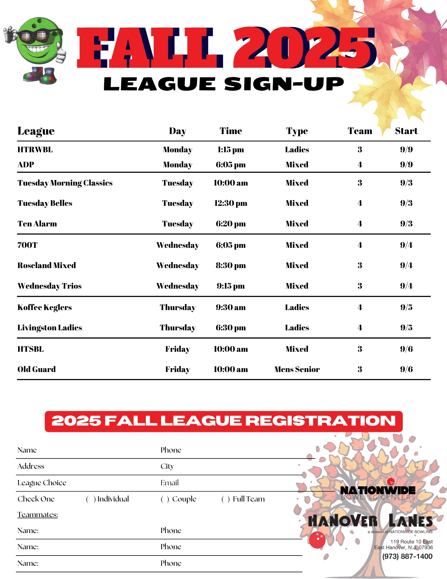 hanover fall league