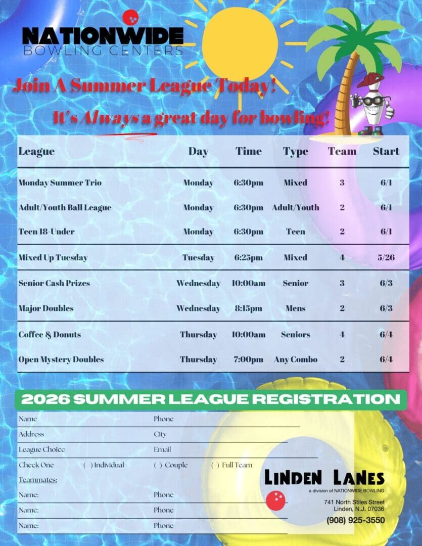 Linden Lanes 2026 summer league registration